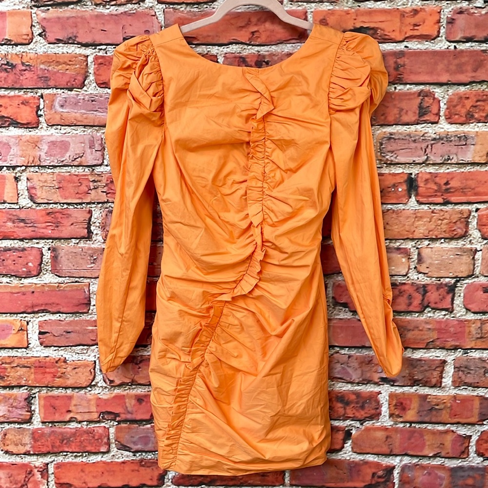 Orange Elliatt Ruffled Long Sleeve Bodycon Zya Mini Dress